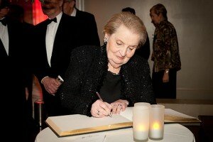 madeleine albright signing a book