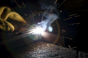 welding bright against a dark background