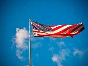 american flag blowing in the wind