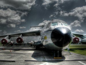 chrome airplane on a runway