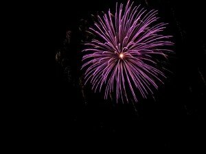 purple fireworks in the sky
