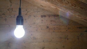 light bulb in a wooden room
